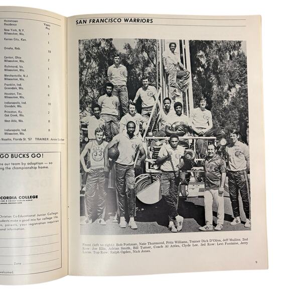 1971 Milwaukee Bucks VS San Francisco Warriors NBA Basketball Playoff Program